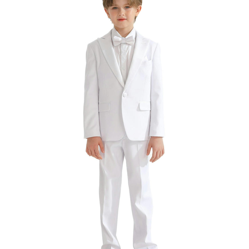 White Peak Lapel Trim Wool Suit