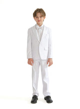 White Peak Lapel Trim Wool Suit