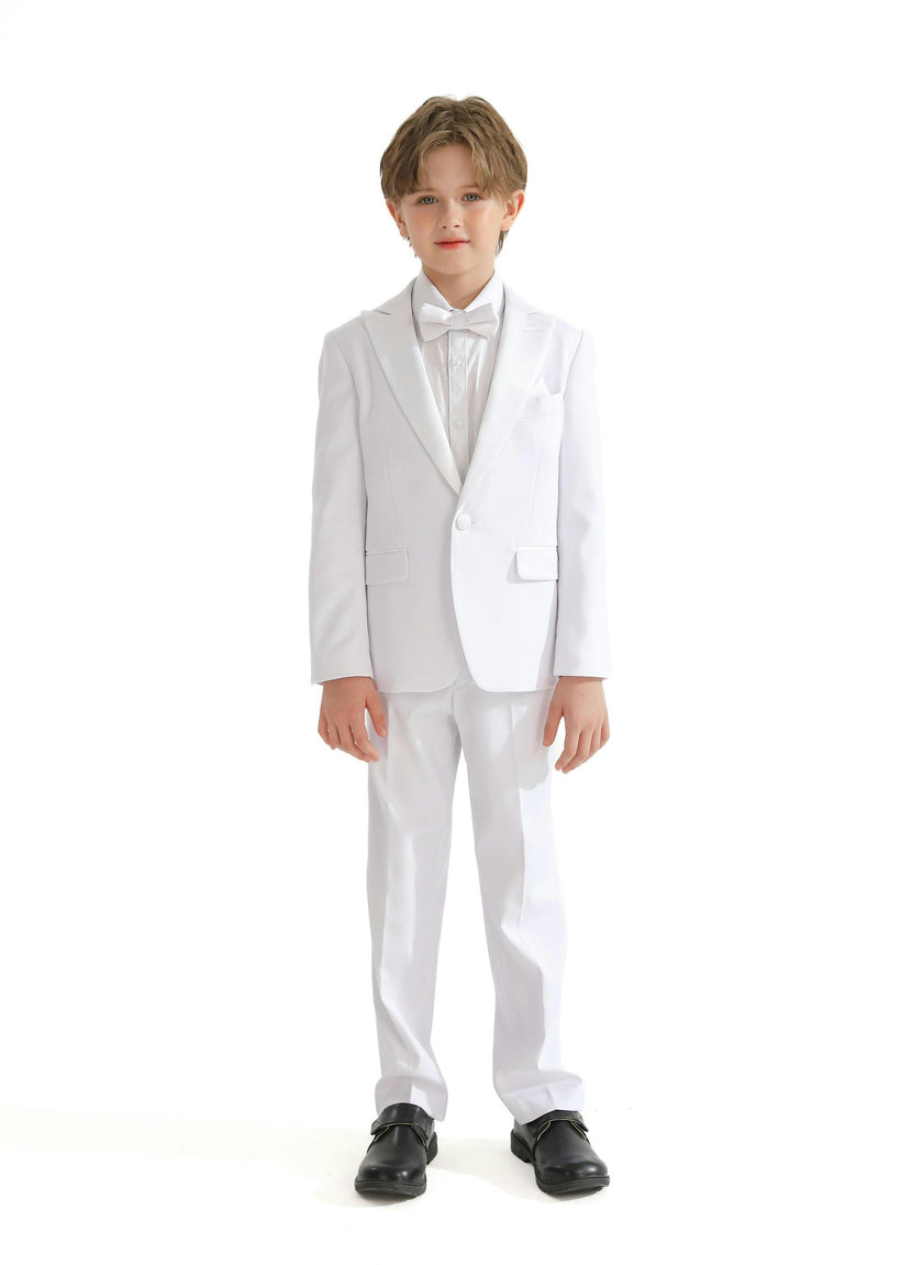 White Peak Lapel Trim Wool Suit