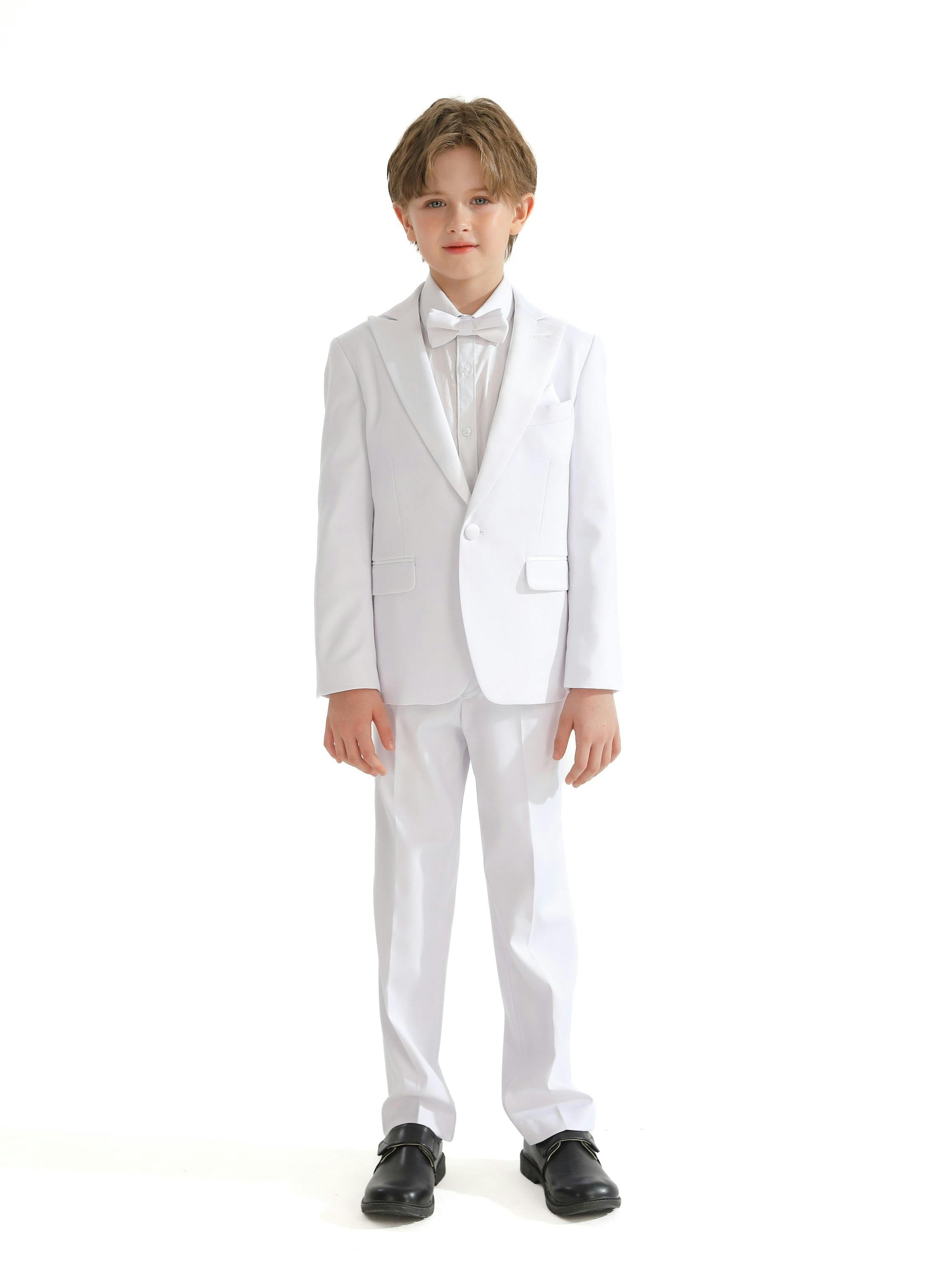 White Peak Lapel Trim Wool Suit