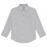 White Button Down Shirt With Contrast Print Inside Neck