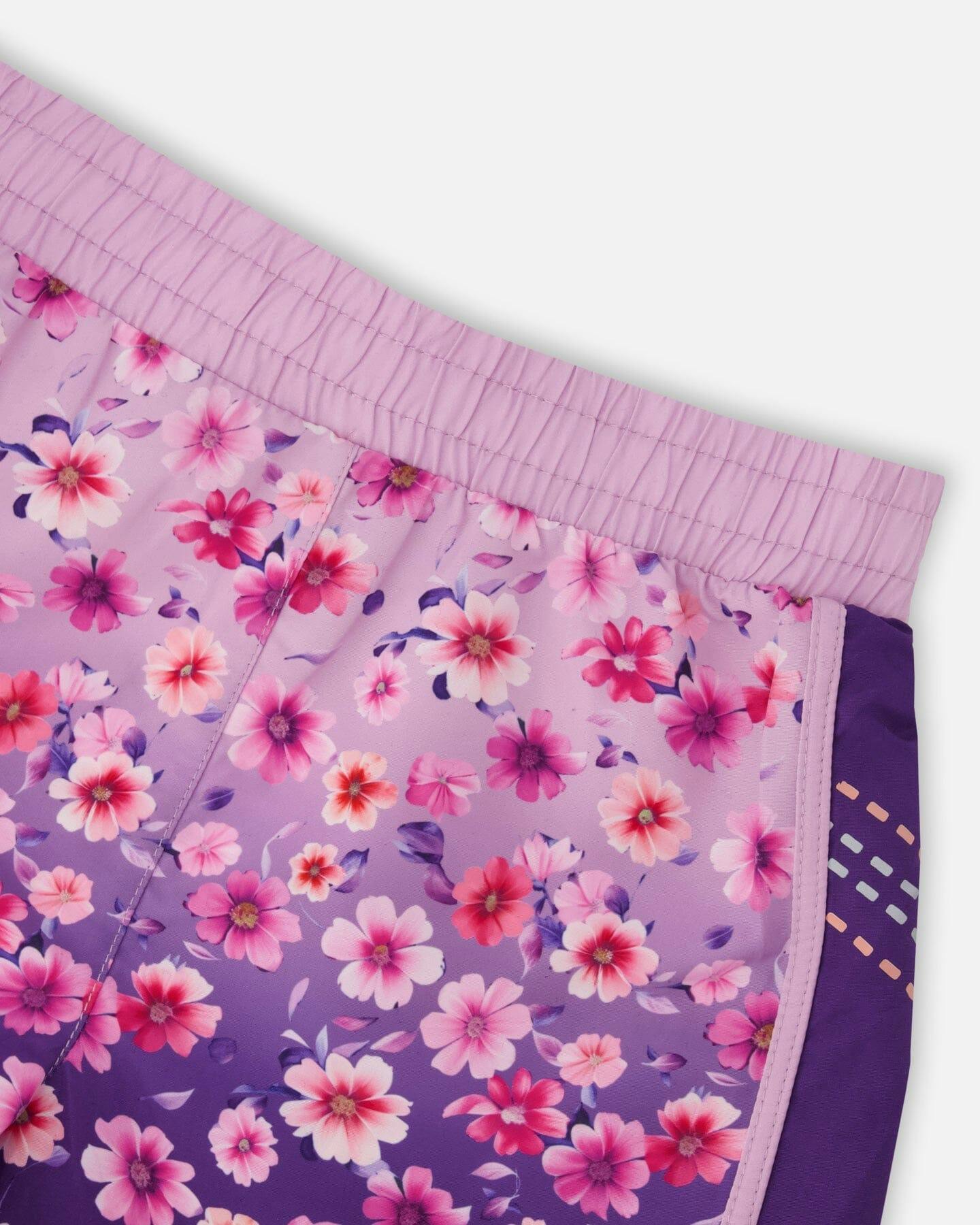 Athletic Shorts In Recycled Polyester Mauve Floral Gradient