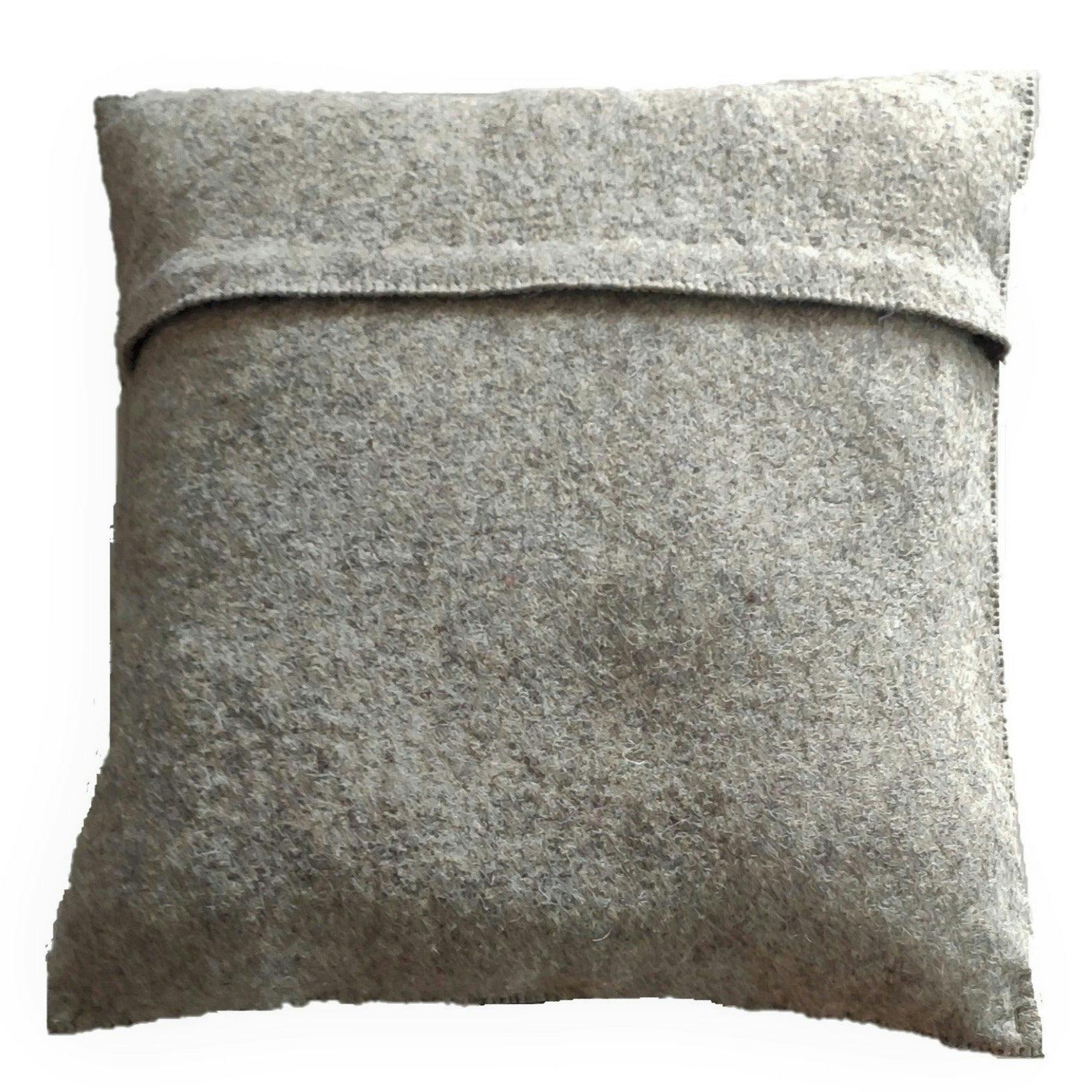 Hand Felted Wool Pillow - Cream Bear Silhouette Gray - 20