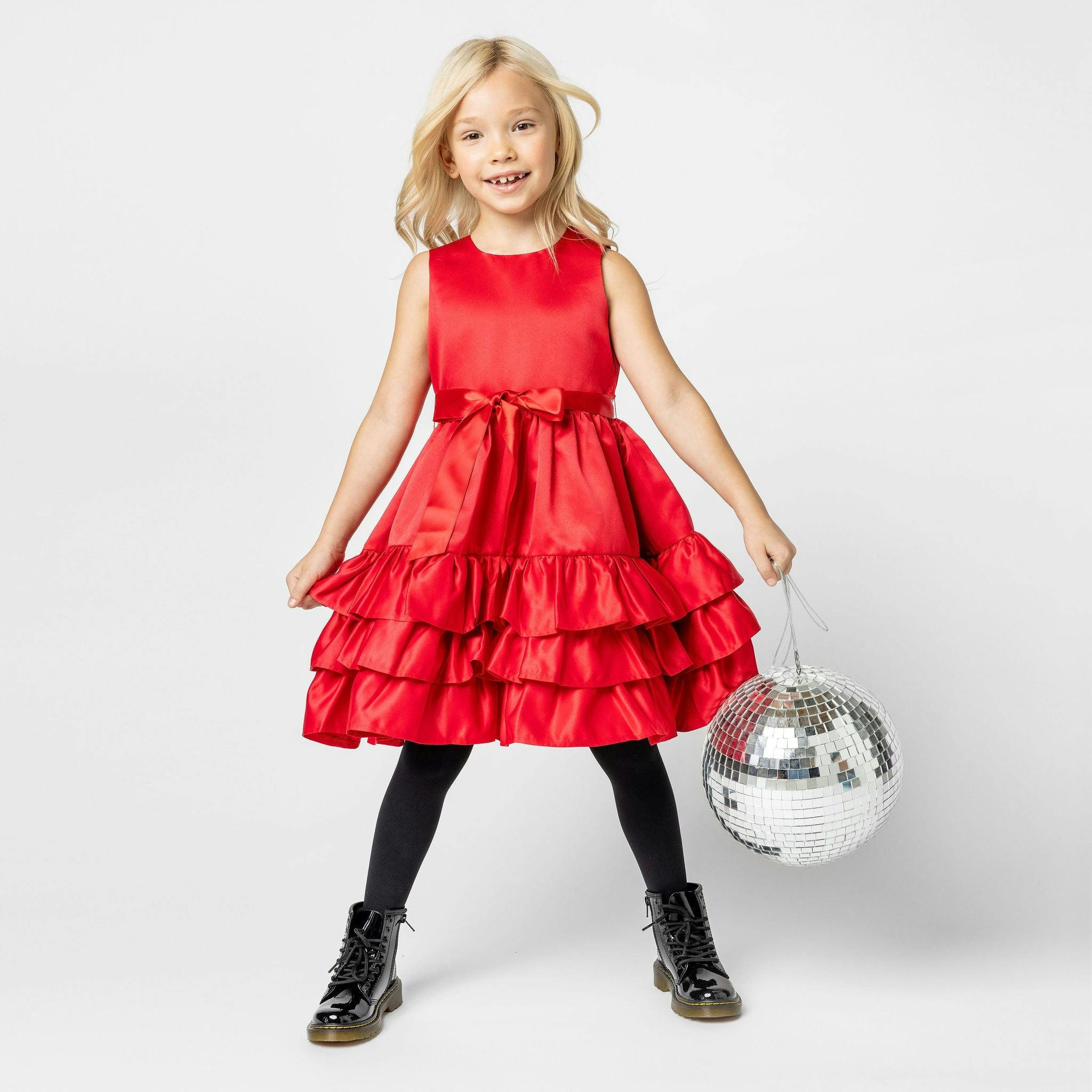 Bella Frill Satin Girls Party Dress