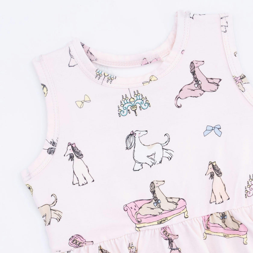 Fancy Hounds with Bows - Peplum Tank Top and Bike Short