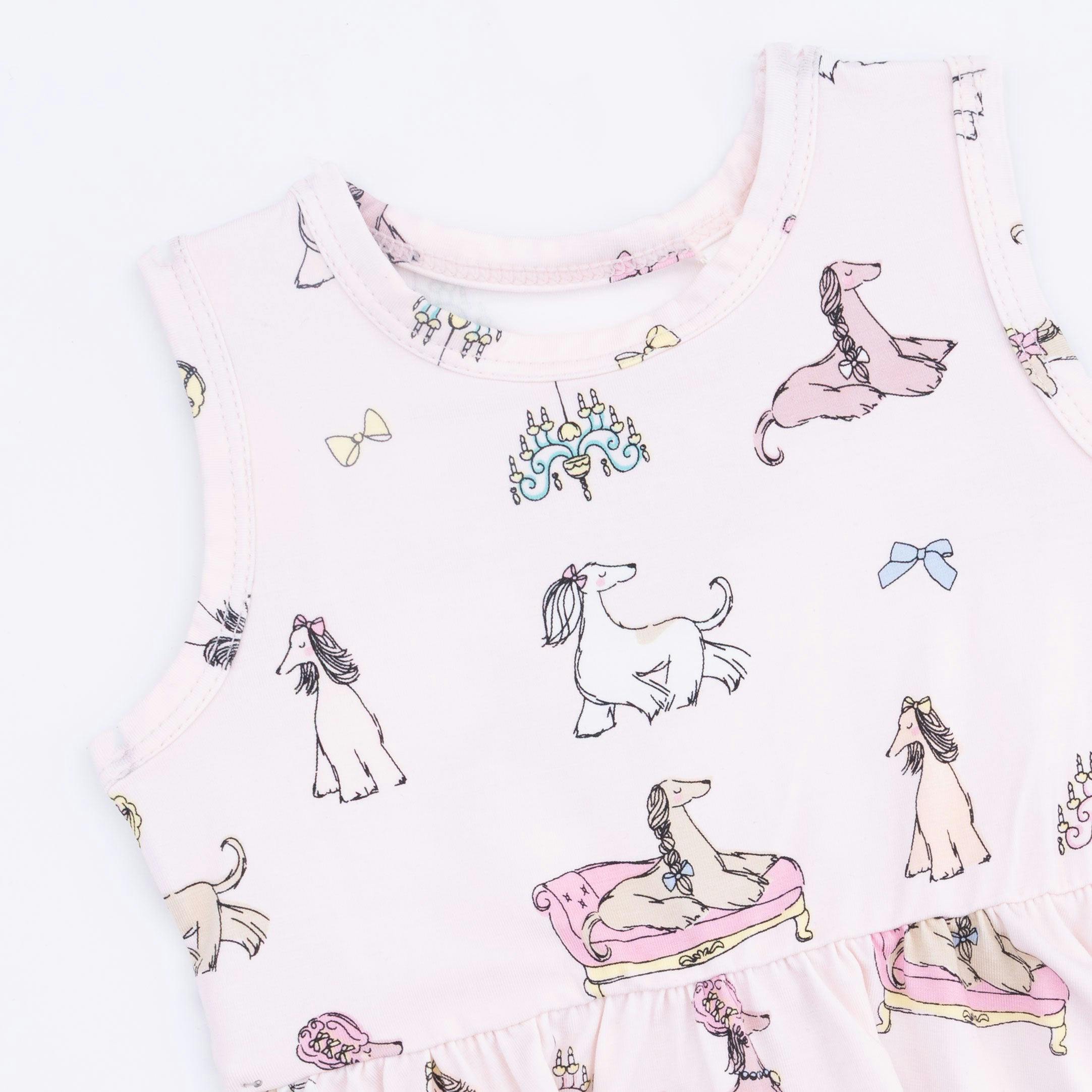 Fancy Hounds with Bows - Peplum Tank Top and Bike Short