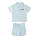 Organic Polo Shirt & Shorts Set - Light Blue