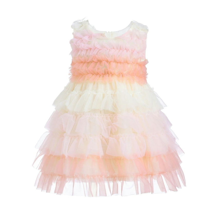 Pink Ruffle Layered Tulle Dress