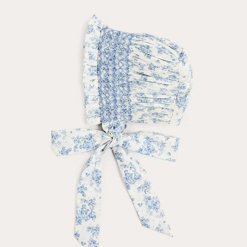 Audrey Toile Hand Smocked Bonnet in Blue (XS-L)