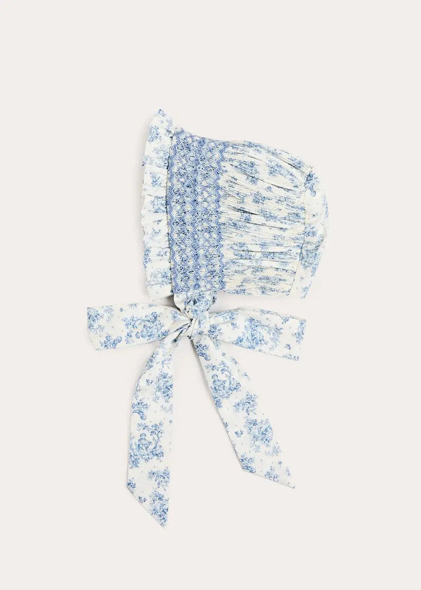 Audrey Toile Hand Smocked Bonnet in Blue (XS-L)