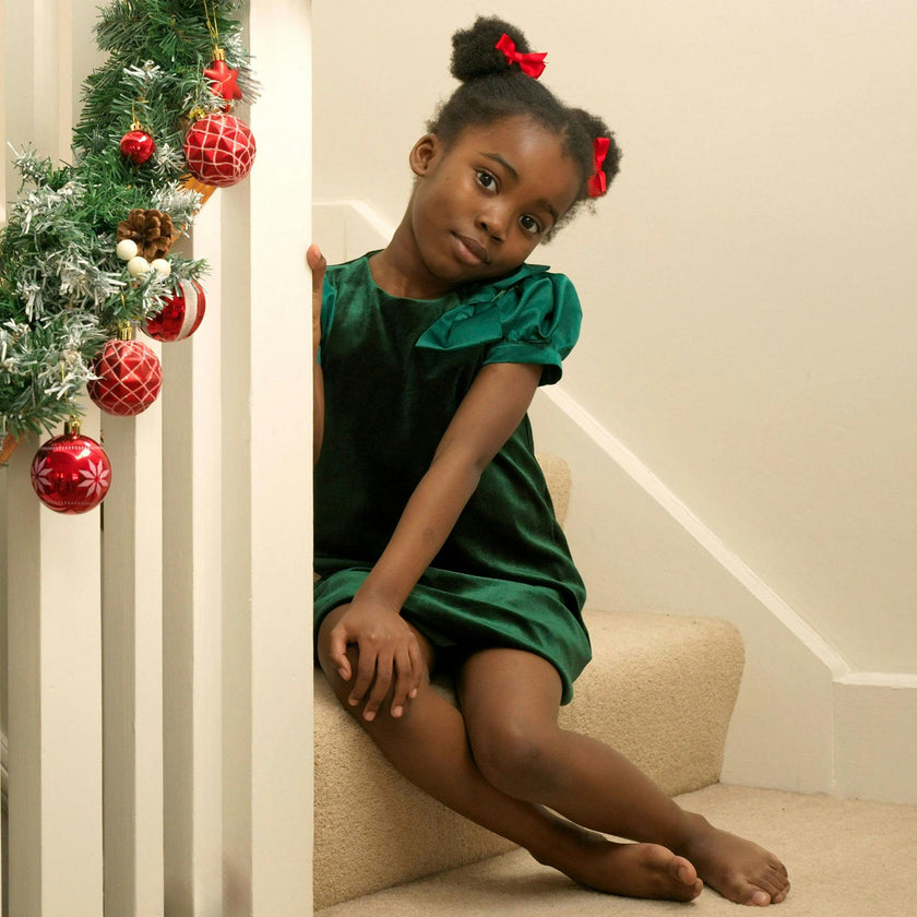 Satin Bow Velvet Dress