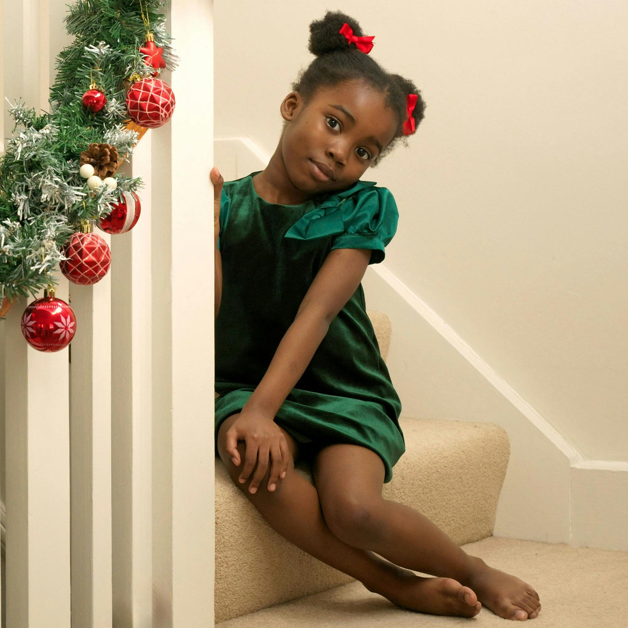 Satin Bow Velvet Dress