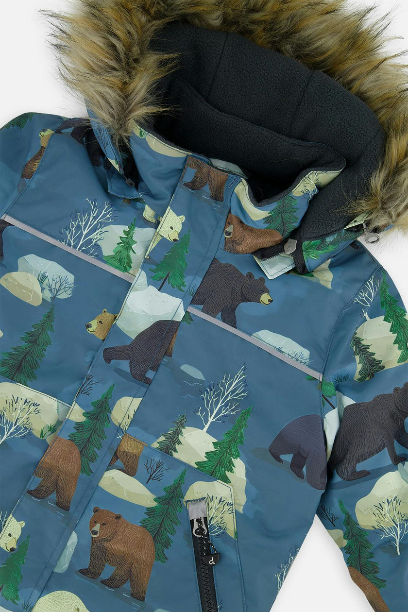 Two Piece Discover Snowsuit Blue Bear Print