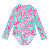 Tropical Glow Recycled Leg Frill Surf Suit
