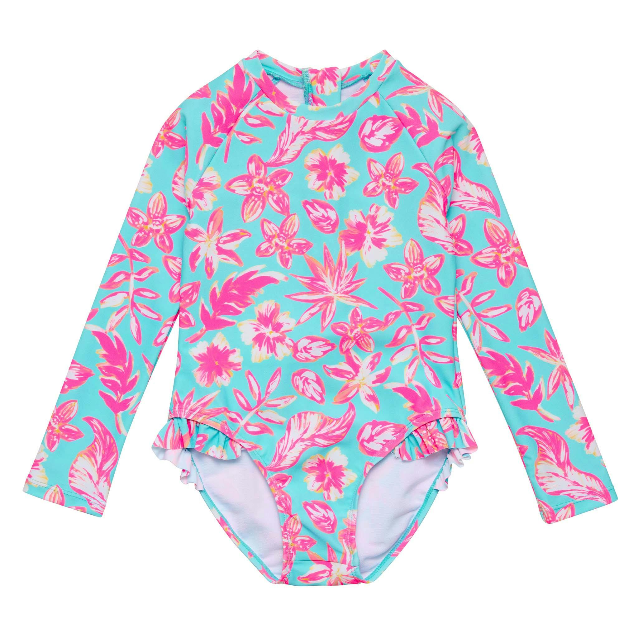 Tropical Glow Recycled Leg Frill Surf Suit