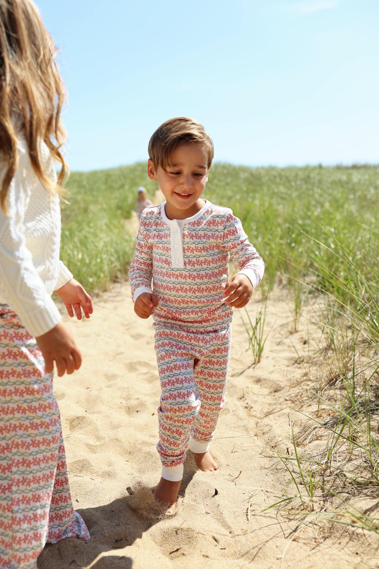 Christmas Lobsters Two Piece Kids Henley Pajamas