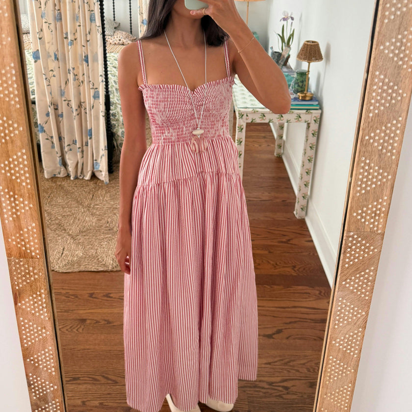 The Rebecca Nap Dress - Red Ticking Stripe