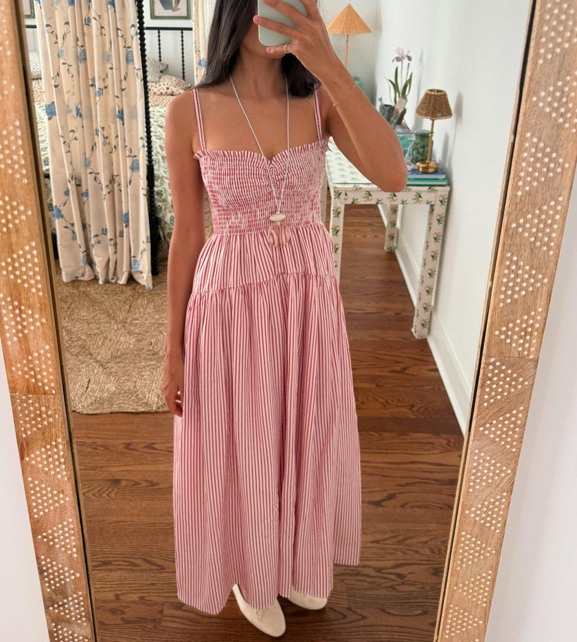 The Rebecca Nap Dress - Red Ticking Stripe
