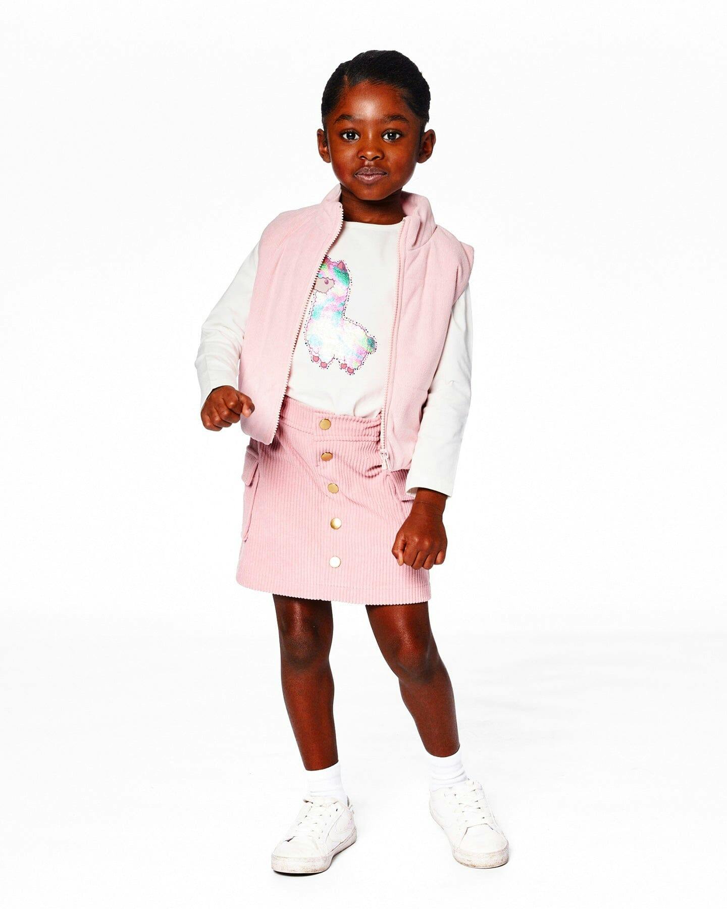 Corduroy Skirt with Cargo Pockets