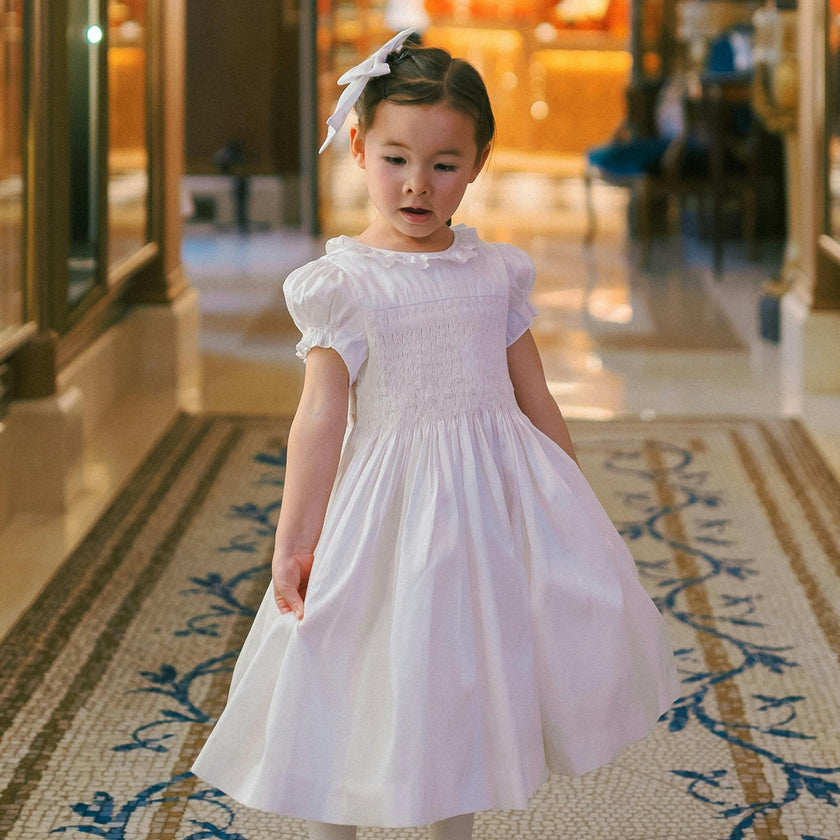 Colombe White Silk Ceremony Girl Dress