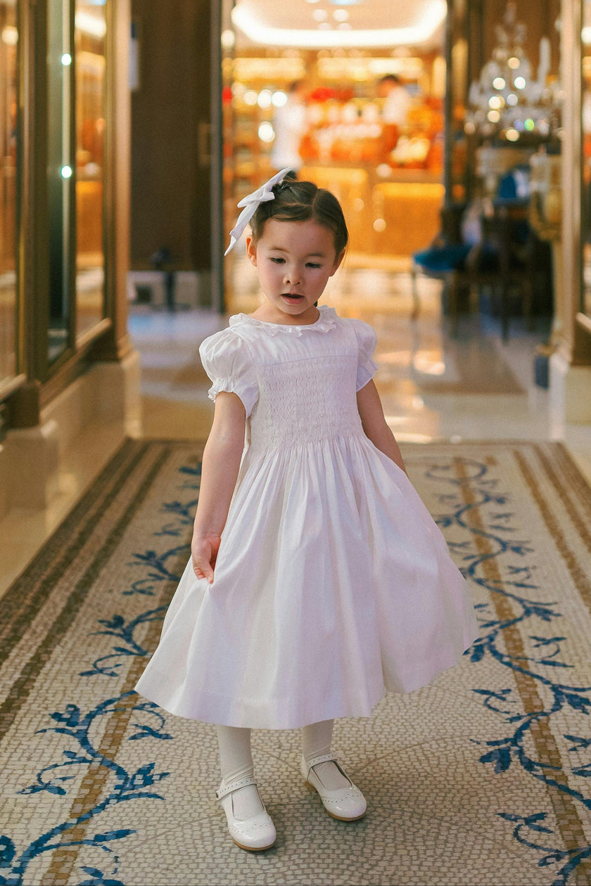 Colombe White Silk Ceremony Girl Dress
