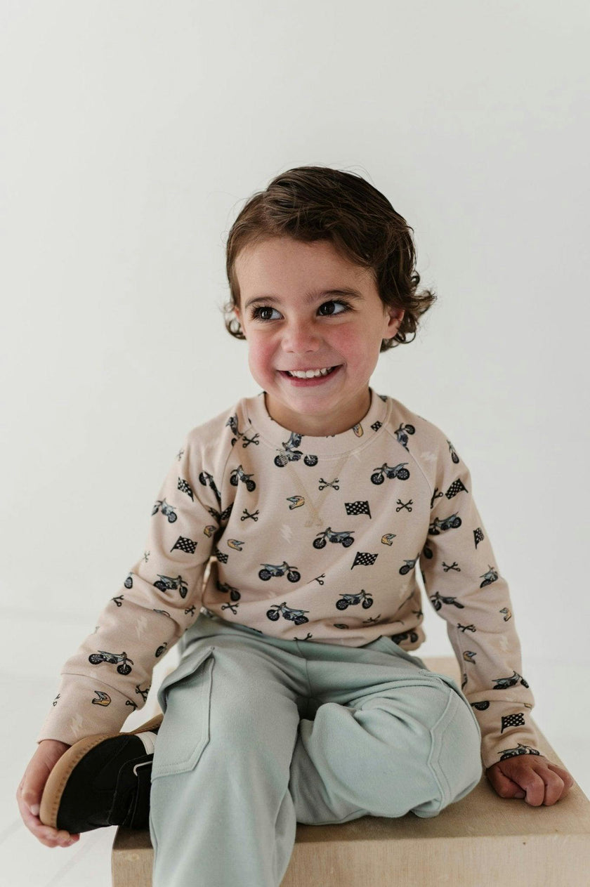 Boys Raglan Sweatshirt in Dirt Bikes