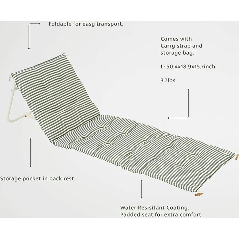 Sunnylife: Reclining Beach Chair - The Vacay Olive