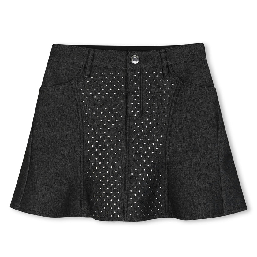 Black Studded Denim Skirt