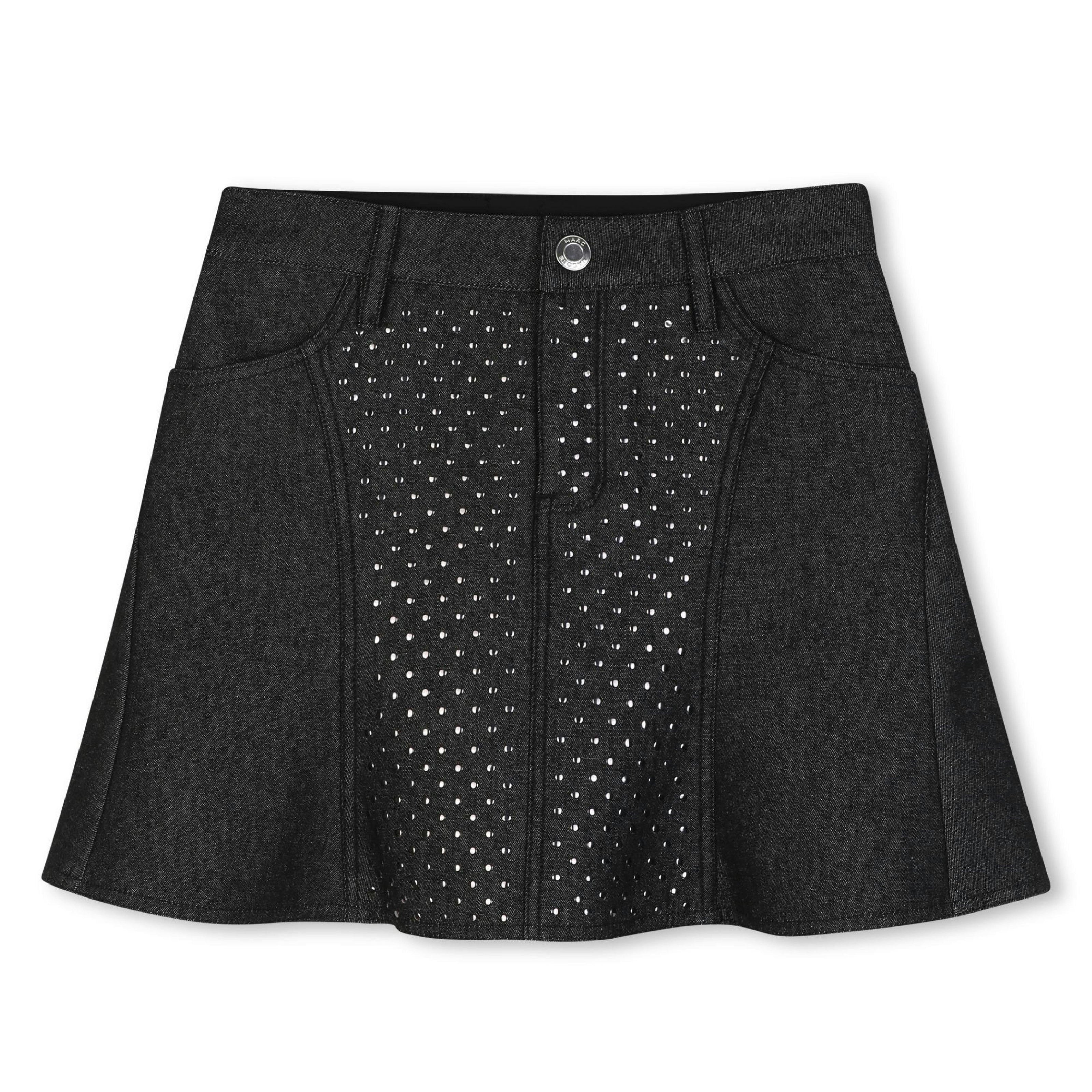 Black Studded Denim Skirt
