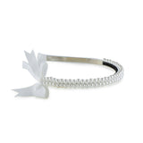 Halo Luxe Molly Double Strand Pearl Grosgrain Bow Headband - White