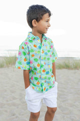 Printed Linen-Look Camp Shirt