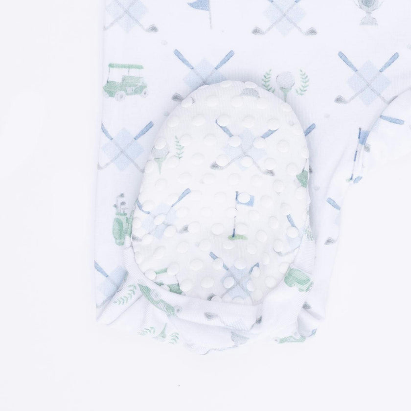Golf Trellis Blue - 2 Way Zipper Footie & Swaddle Blanket
