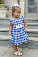 Plaid Seersucker Dress With Flowers