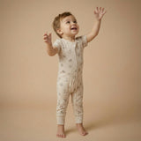 Organic Short Sleeve Zip Romper - Rodeo