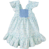 Blue Floral Smocked Dress