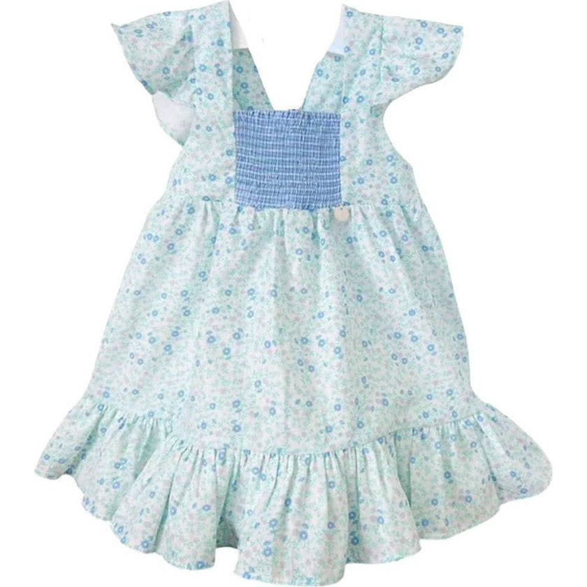Blue Floral Smocked Dress
