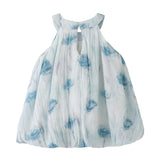 Blue Floral Balloon Dress