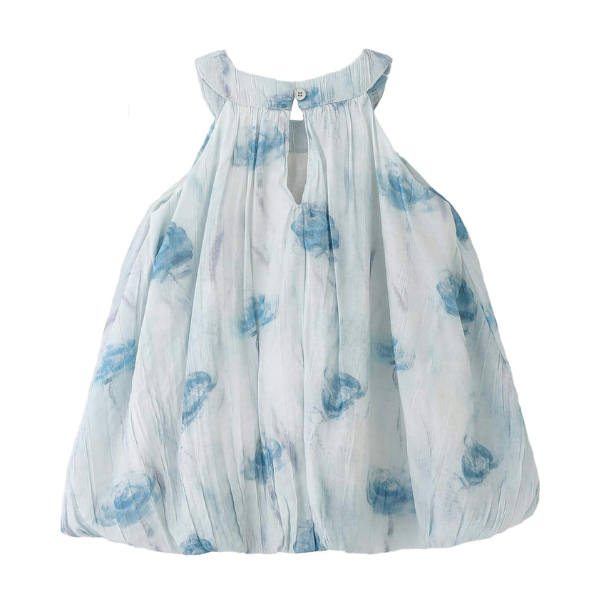 Blue Floral Balloon Dress