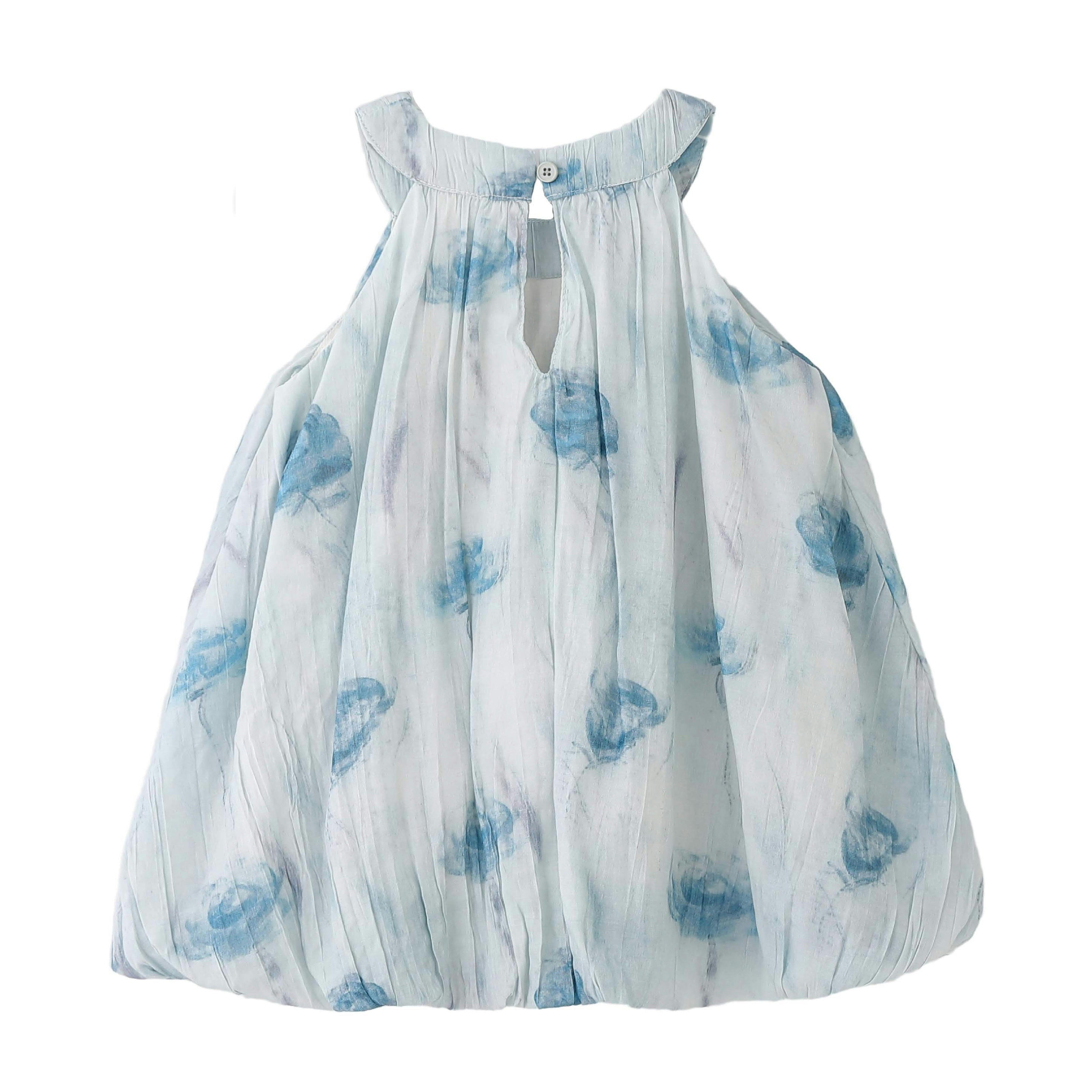 Blue Floral Balloon Dress