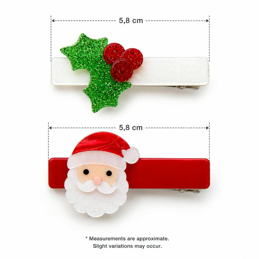 Santa Holly Berry Hair Clips