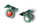 Blue Santa's Little Helper Gift Glass Ornament