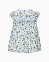Baby Arabella Rose Floral Smocked Dress in Blue