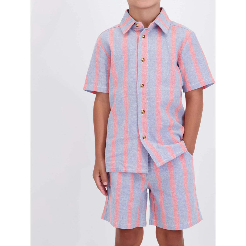 Boys Orange Striped Airy Oxford Set | Orange Stripe