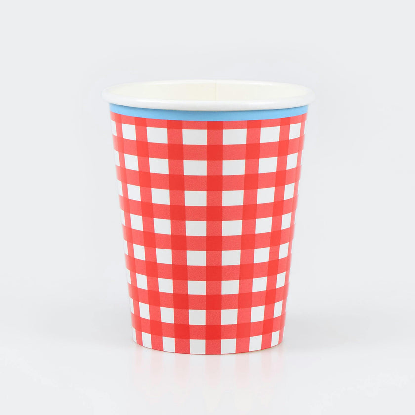 Red Gingham Paper Cups
