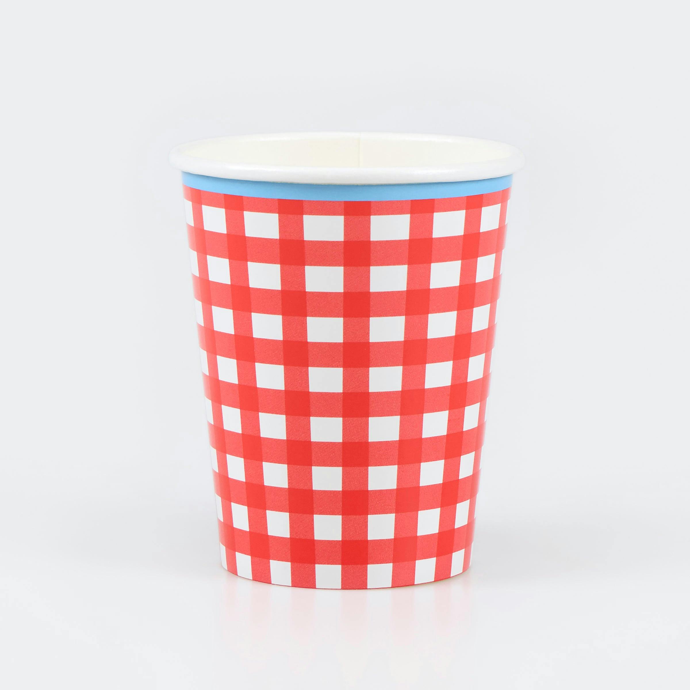 Red Gingham Paper Cups