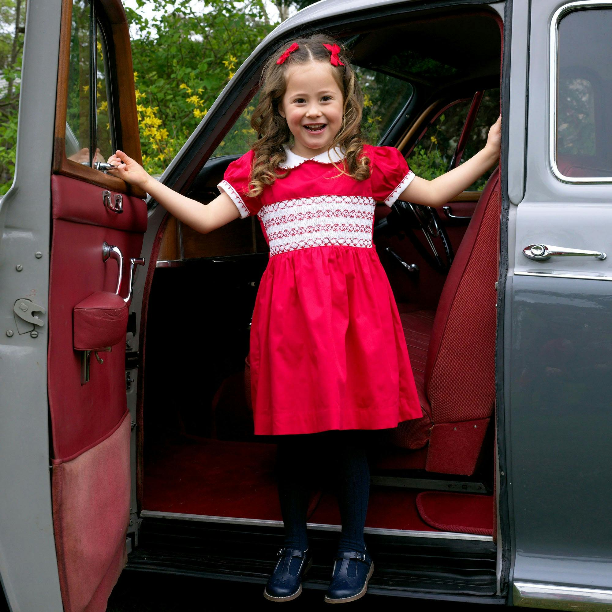 Classic Short Puff Sleeve Smocked Dress
