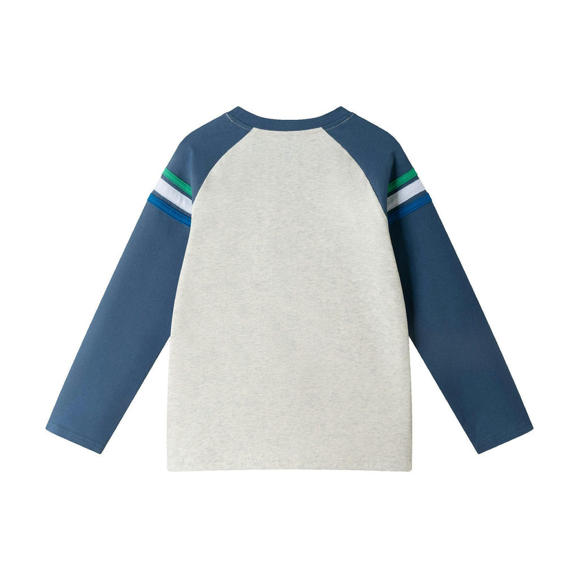 Kids Long Sleeve Raglan Color Blocked Alphabet Tee