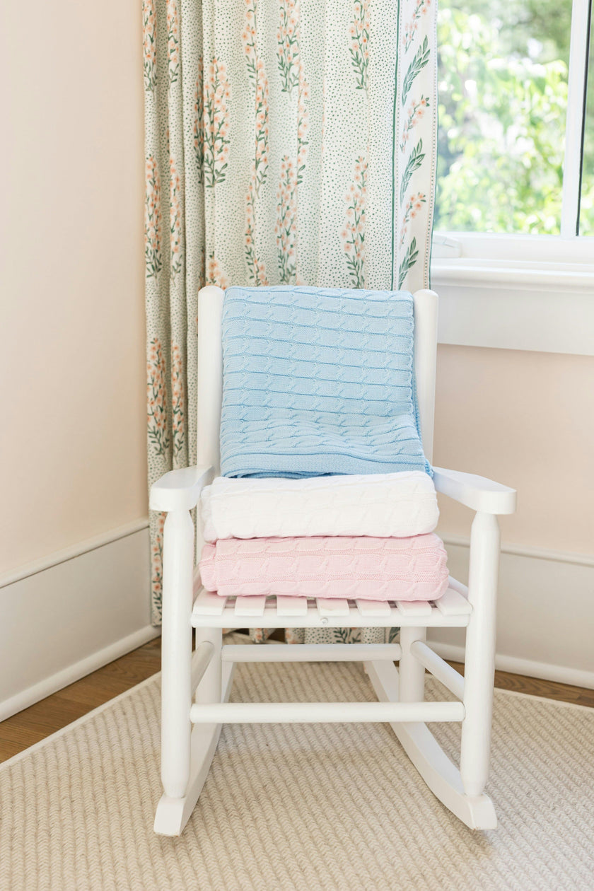 Cable Knit Blanket - Light Pink