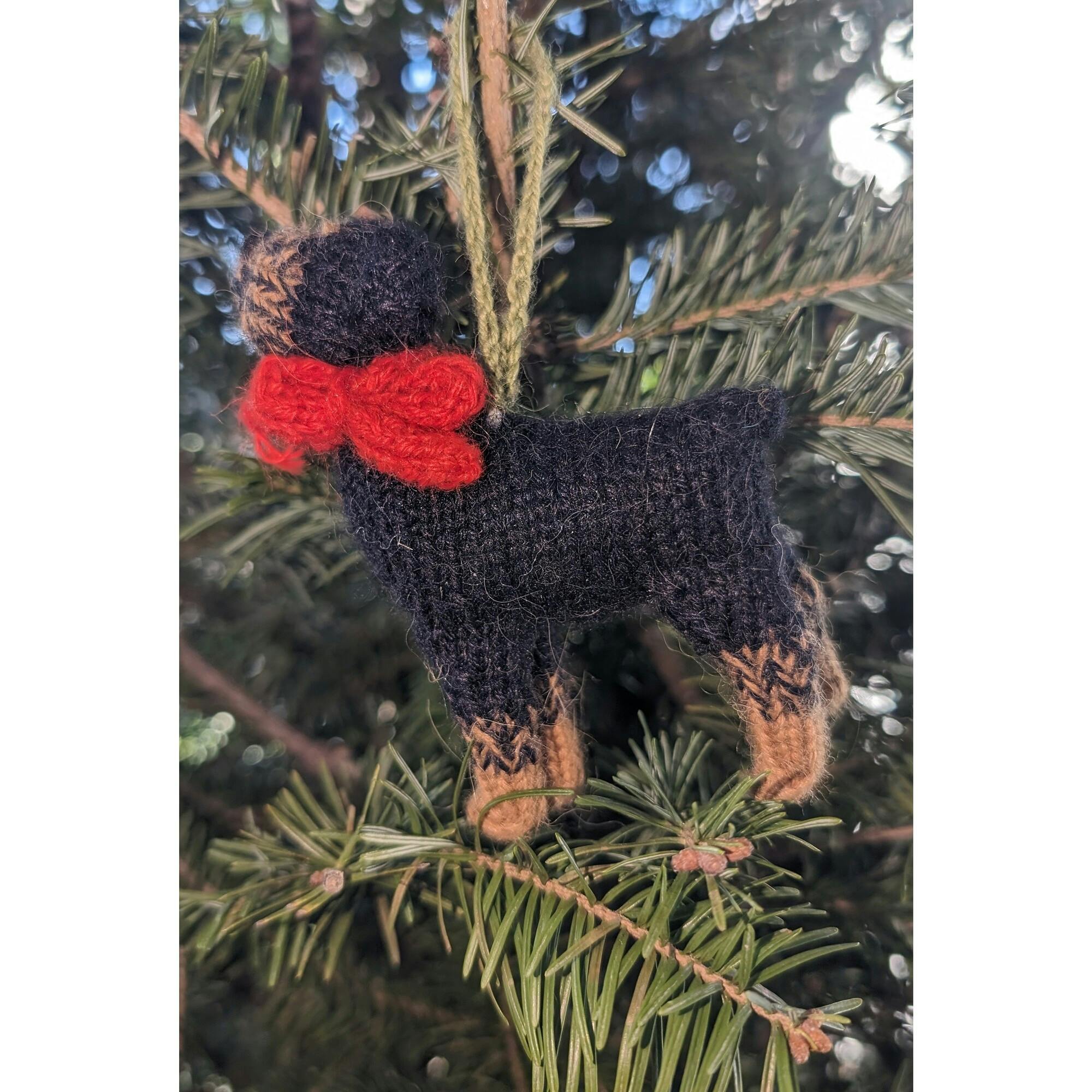 Rottweiler Dog Hand Knit Christmas Ornament