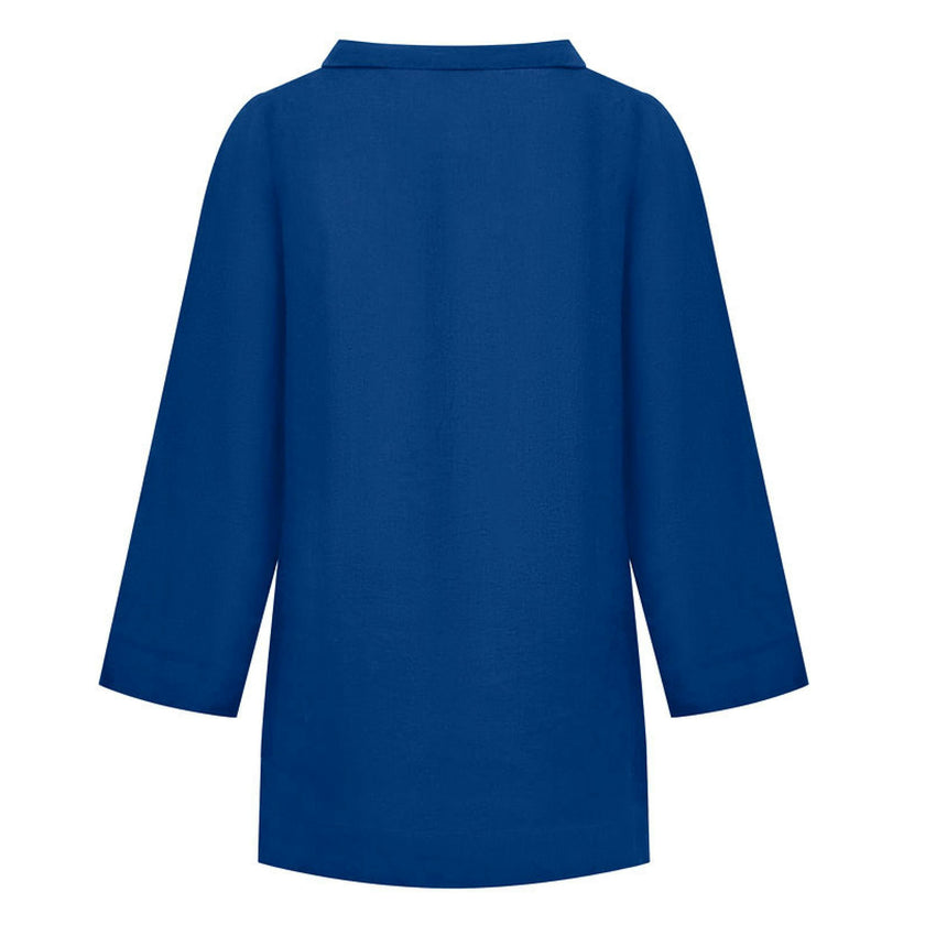 women's oyster blue linen tunic dress